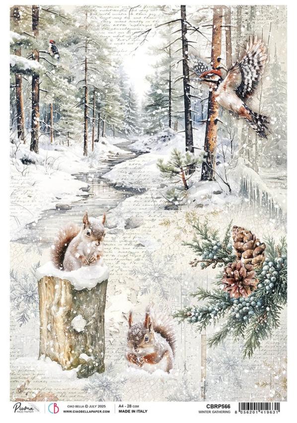 Ciao Bella - Decopatch Papier "Winter Gathering" Rice Paper A4 - 5 Bogen