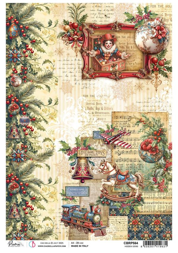 Ciao Bella - Decopatch Papier "Hidden Gems" Rice Paper A4 - 5 Bogen