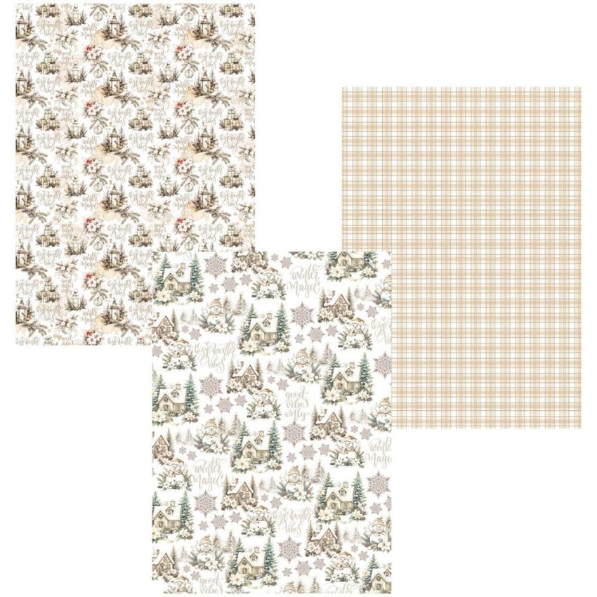 Ciao Bella - Designpapier "Winter Season" Deluxe Pearl Copper & Vellum Dual Paper Pack A4 - 6 Bogen