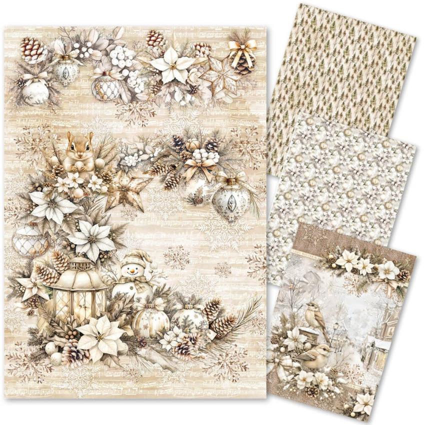 Ciao Bella - Decopatch Papier "Winter Season" Mixed Media Rice Paper A4 - 4 Bogen