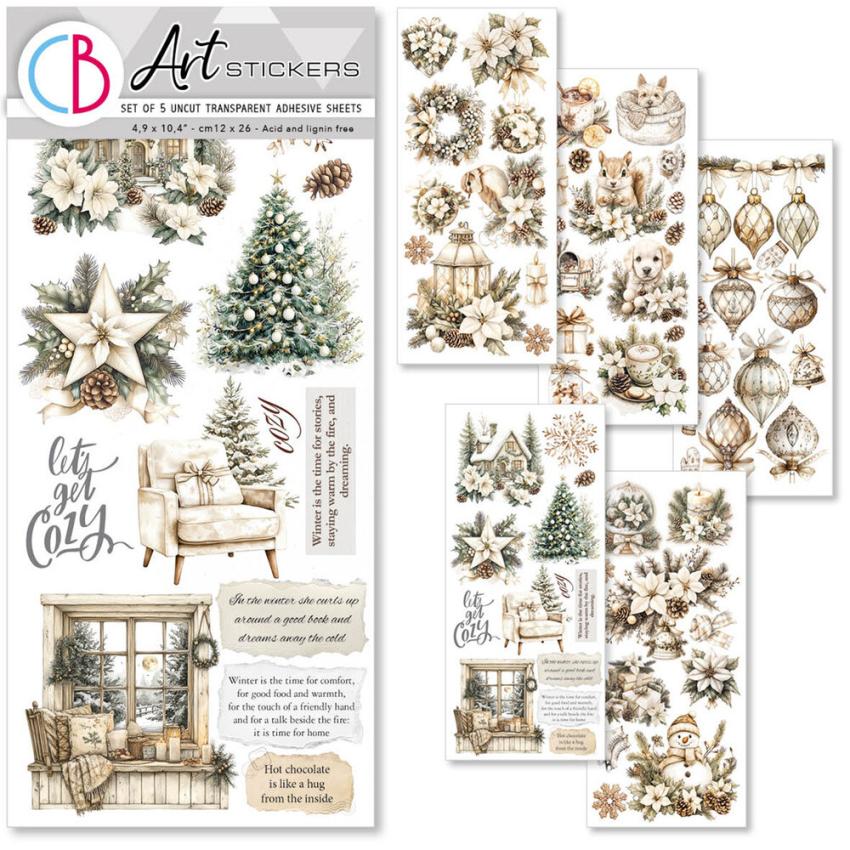 Ciao Bella - Aufkleber "Winter Season" Transparent Adhesive Sheets 4,72x10,23 Inch - 5 Bogen