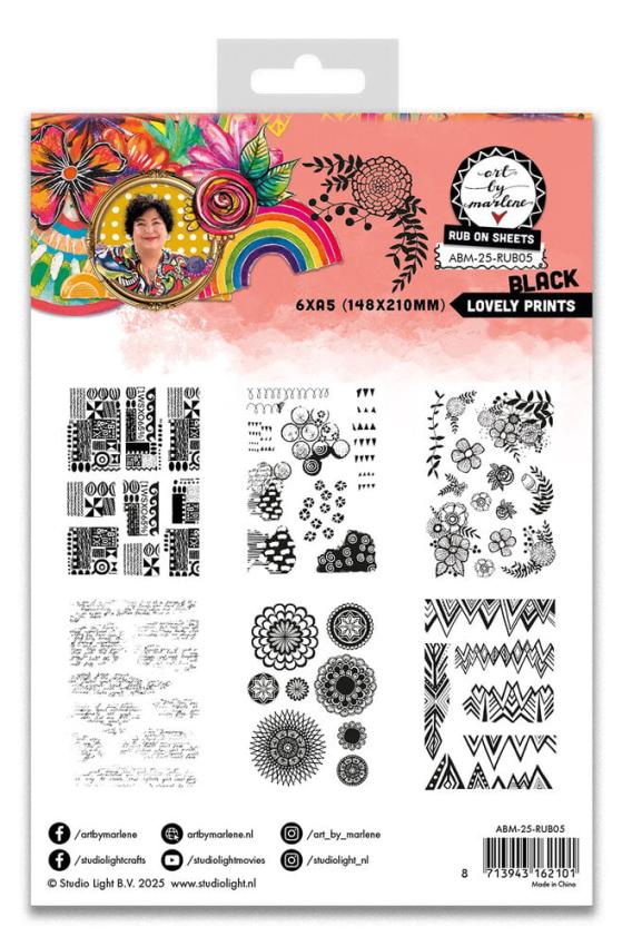 Art By Marlene - Transfer Aufkleber "Lovely Prints Black" Rub-On