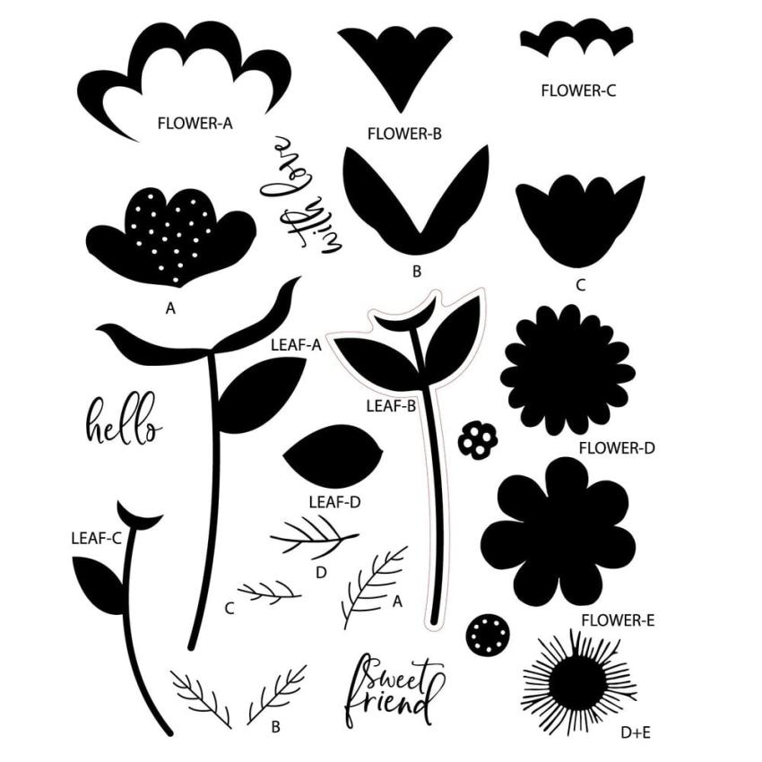 Sizzix - Stempelset "Whimsy Bloom #1" Clear Stamps Design by Catherine Pooler