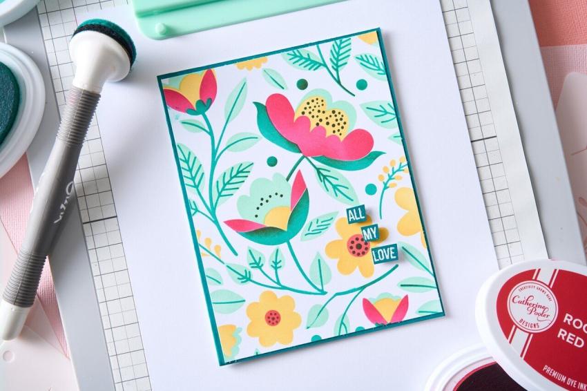 Sizzix - Schablone "Happy Garden #2" Layered Stencil Design by Catherine Pooler