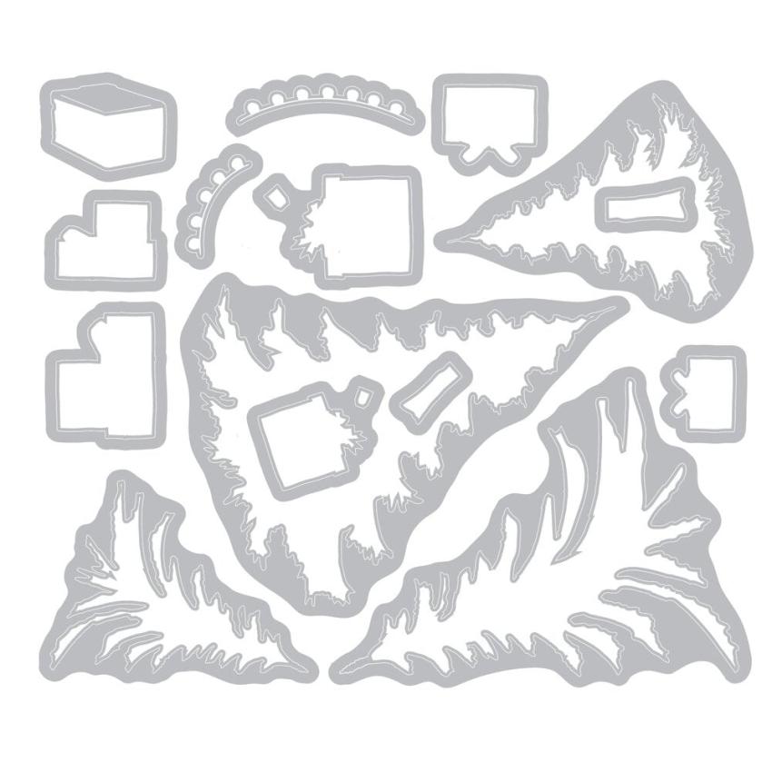 Sizzix - Stanzschablone & Stempelset "Trees and Trinkets" Framelits Craft Dies & Clear Stamps by 49 and Market