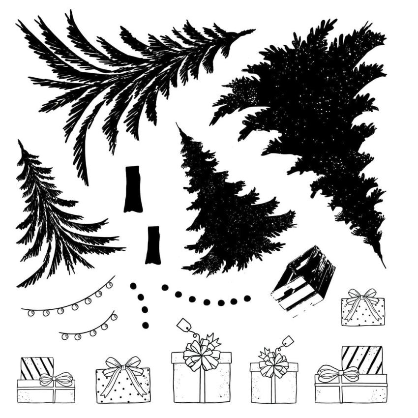 Sizzix - Stanzschablone & Stempelset "Trees and Trinkets" Framelits Craft Dies & Clear Stamps by 49 and Market