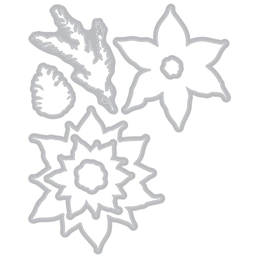 Sizzix - Stanzschablone & Stempelset "Poinsettia Trio" Framelits Craft Dies & Clear Stamps by 49 and Market