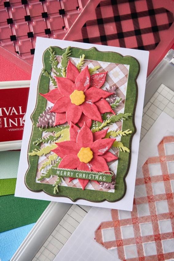 Sizzix - Stanzschablone & Stempelset "Poinsettia Trio" Framelits Craft Dies & Clear Stamps by 49 and Market