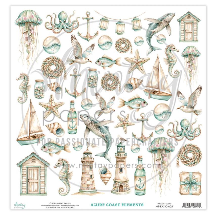 Mintay Papers - Papier Elemente "Azure Coast" Paper Elements 12x12 Inch