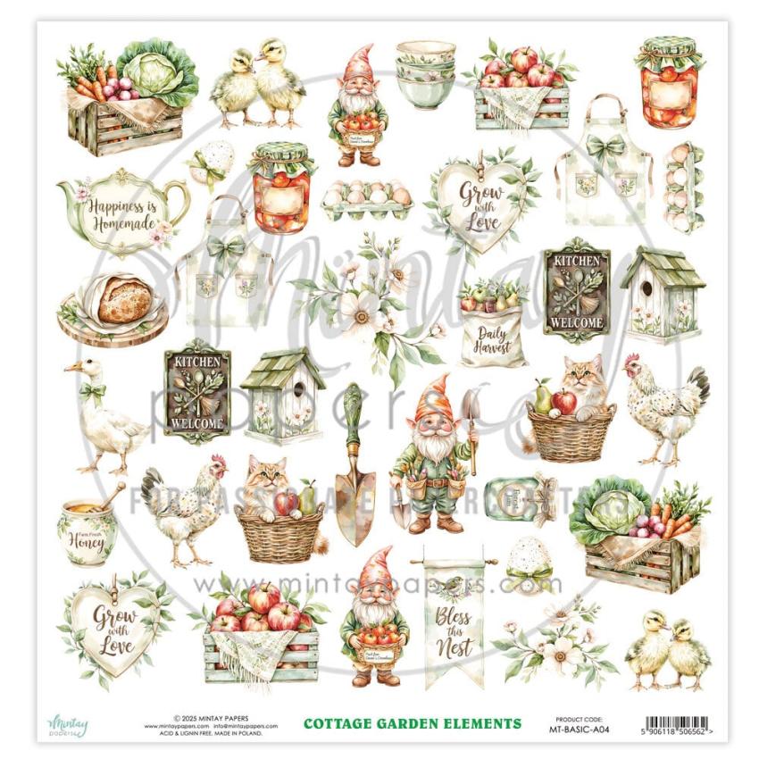 Mintay Papers - Papier Elemente "Cottage Garden" Paper Elements 12x12 Inch