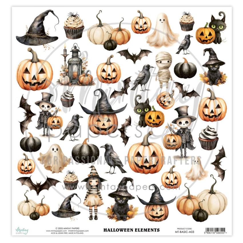 Mintay Papers - Papier Elemente "Halloween" Paper Elements 12x12 Inch