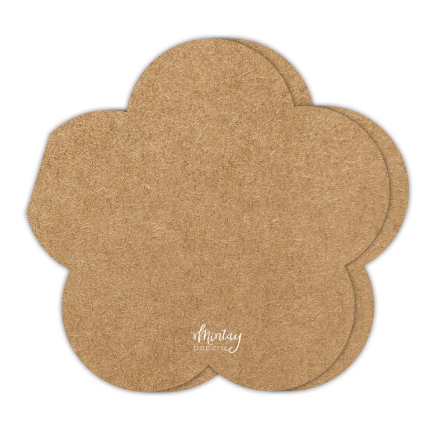 Mintay Papers - Kartenbasis "Flower" Card Base Kraft 15x15cm - 5 Stück