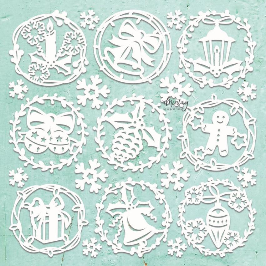 Mintay Papers - Stanzteile "Xmas Decors" Chipboard - Chippies Decor 12x12 Inch