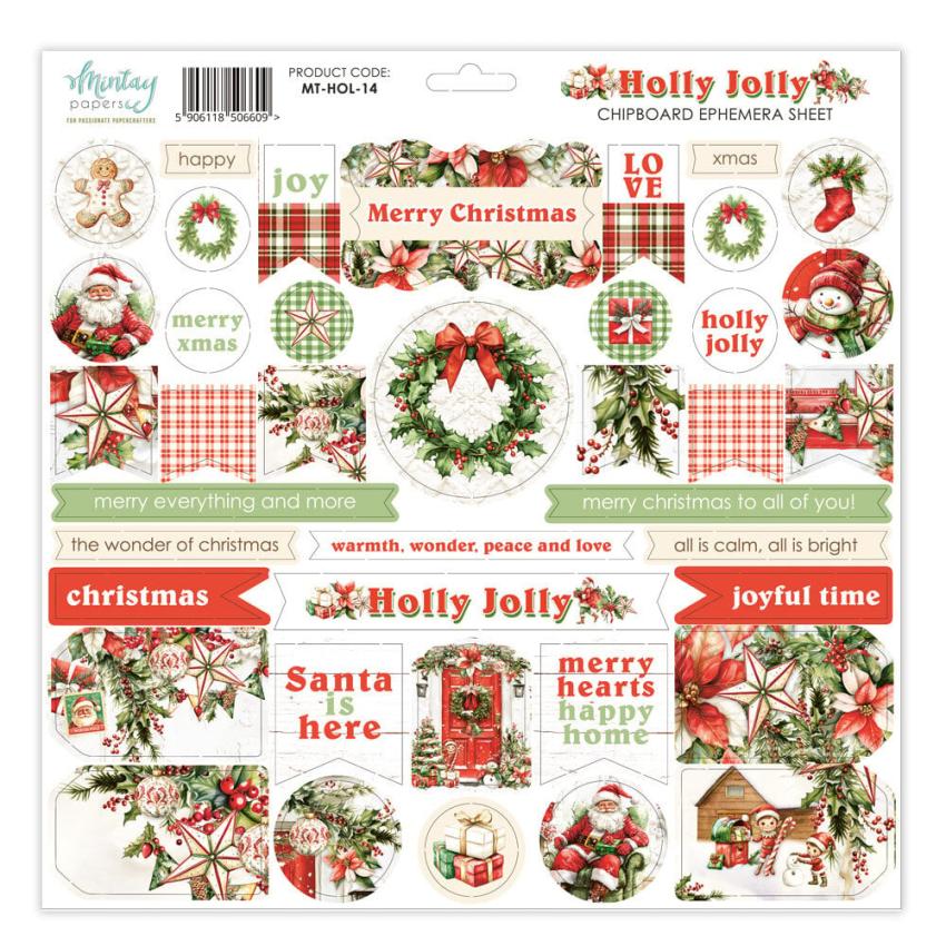 Mintay Papers - Stanzteile "Holly Jolly" Chipboard Ephemera