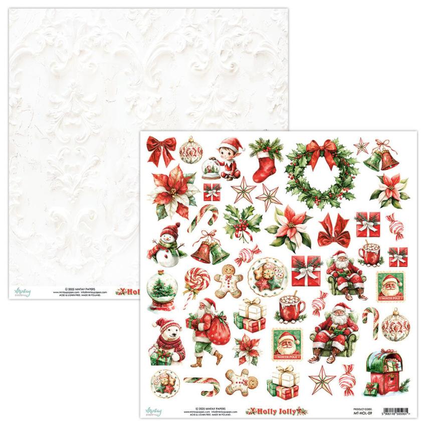 Mintay Papers - Papier Elemente "Holly Jolly" Paper Elements 12x12 Inch