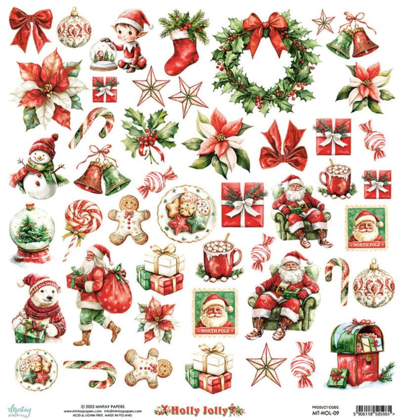Mintay Papers - Papier Elemente "Holly Jolly" Paper Elements 12x12 Inch