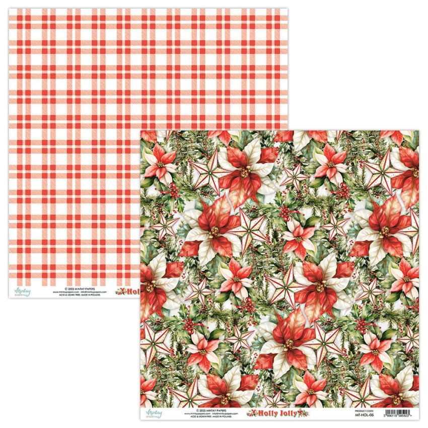Mintay Papers - Designpapier "Holly Jolly" Scrapbooking Paper Pad 8x8 Inch - 24 Bogen