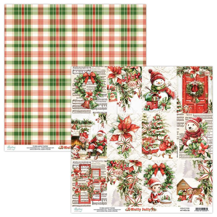 Mintay Papers - Designpapier "Holly Jolly" Scrapbooking Paper Pad 8x8 Inch - 24 Bogen