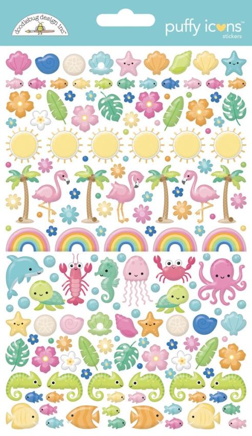 Doodlebug Design - Aufkleber "Summer Fun" Puffy Icons Sticker