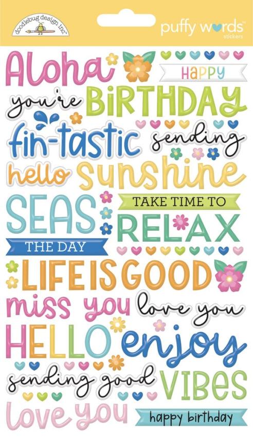 Doodlebug Design - Aufkleber "Summer Fun" Puffy Words Sticker