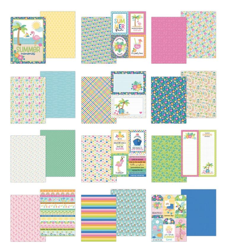 Doodlebug Design - Designpapier "Summer Fun" Paper Pack 6x8 Inch - 24 Bogen