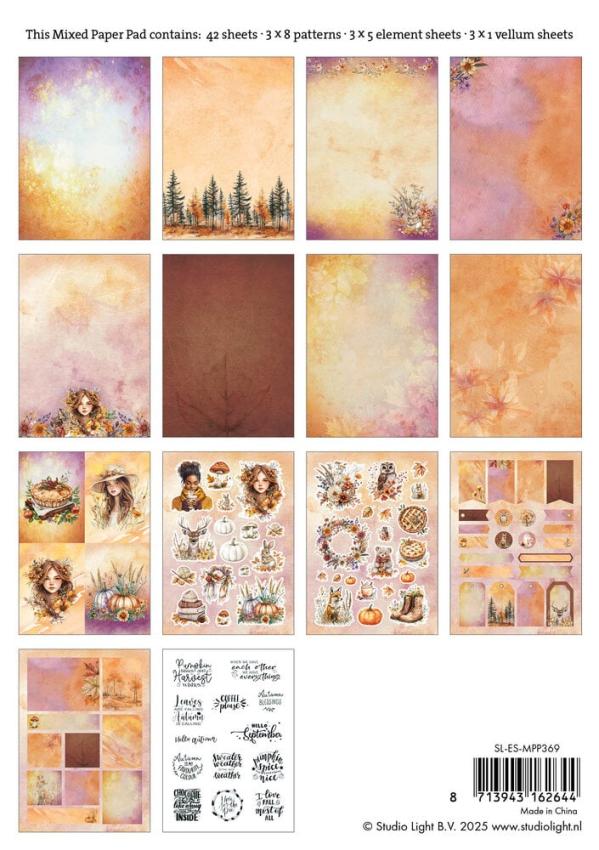 Studio Light - Designpapier A5 "Cozy Autumn" Mixed Paper Pad - 42 Bogen