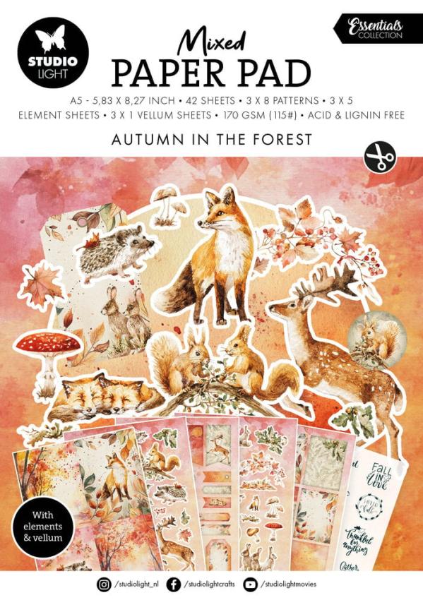 Studio Light - Designpapier A5 "In The Forest" Mixed Paper Pad - 42 Bogen