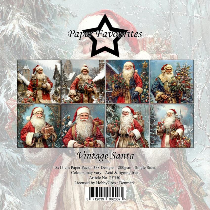 Paper Favourites - Designpapier "Vintage Santa" Paper Pack 6x6 Inch - 24 Bogen
