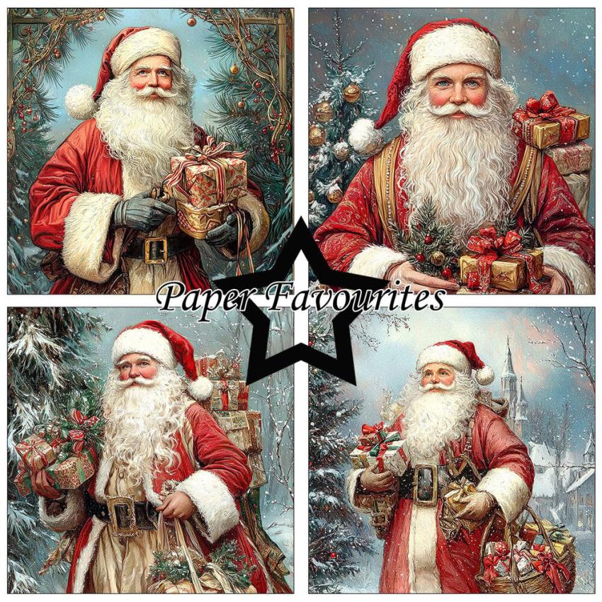 Paper Favourites - Designpapier "Vintage Santa" Paper Pack 6x6 Inch - 24 Bogen