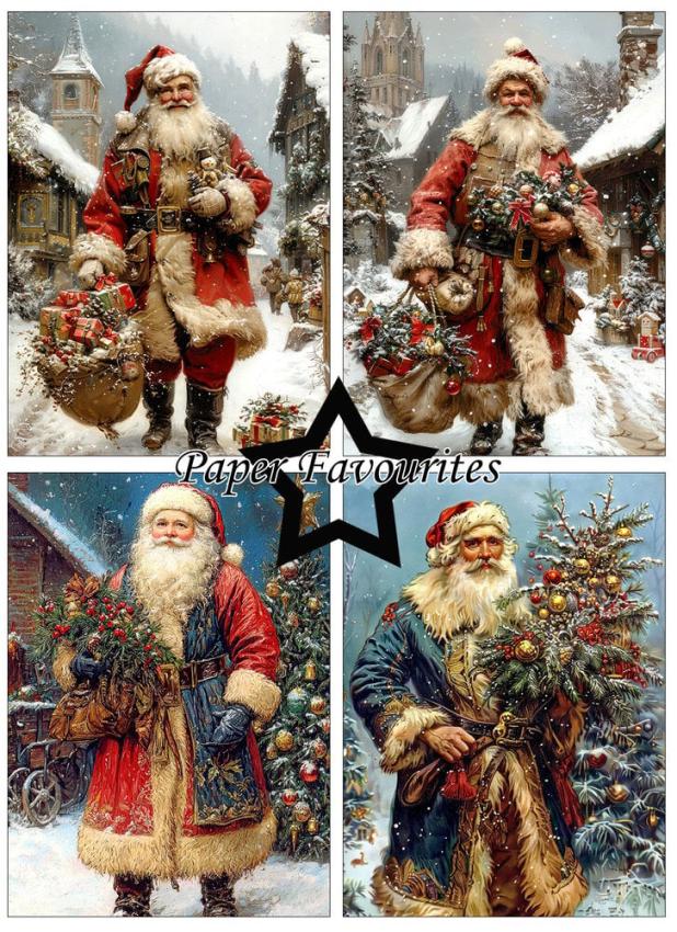 Paper Favourites - Designpapier "Vintage Santa" Paper Pack A6 - 24 Bogen