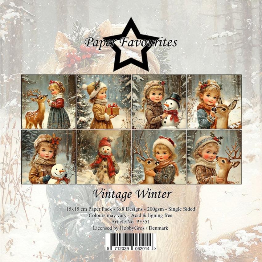 Paper Favourites - Designpapier "Vintage Winter" Paper Pack 6x6 Inch - 24 Bogen