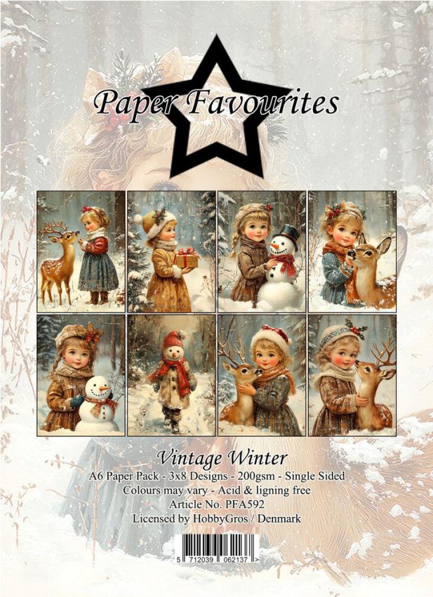 Paper Favourites - Designpapier "Vintage Winter" Paper Pack A6 - 24 Bogen