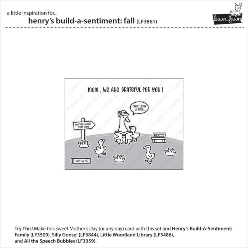 Lawn Fawn - Stempelset "Henry's Build-A-Sentiment Fall" Clear Stamps
