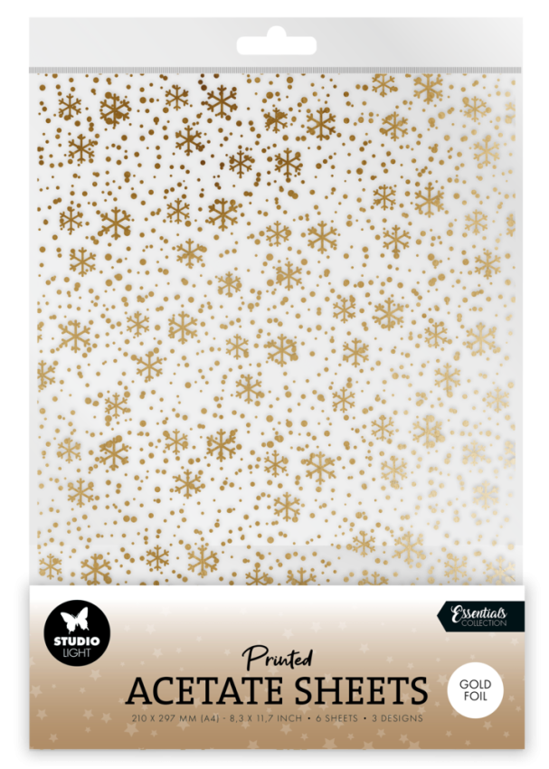 Studio Light - Pergamentpapier "Snowflakes Gold" Vellum A4 - 6 Bogen