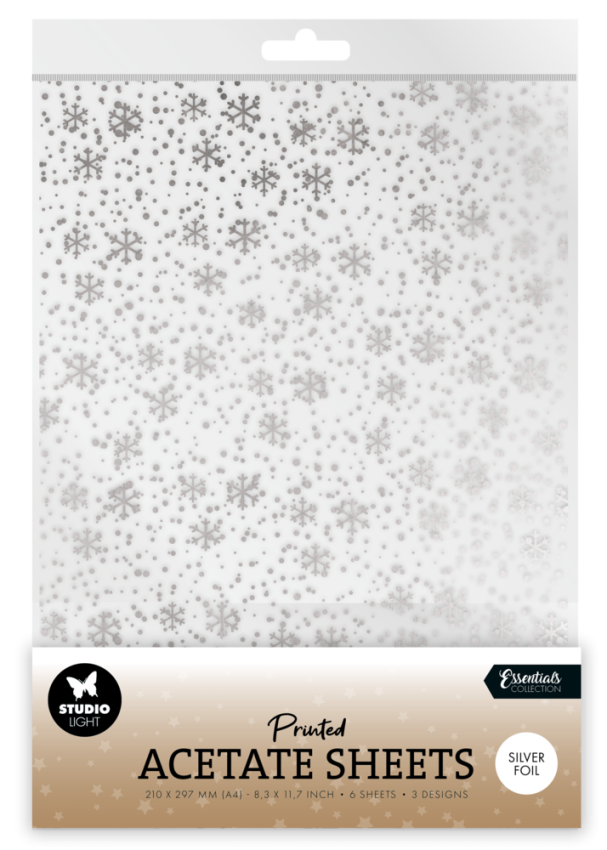 Studio Light - Pergamentpapier "Snowflakes Silver" Vellum A4 - 6 Bogen