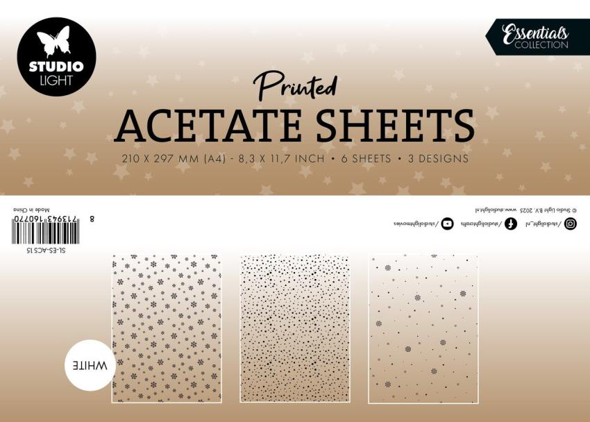 Studio Light - Pergamentpapier "Snowflakes White" Vellum A4 - 6 Bogen