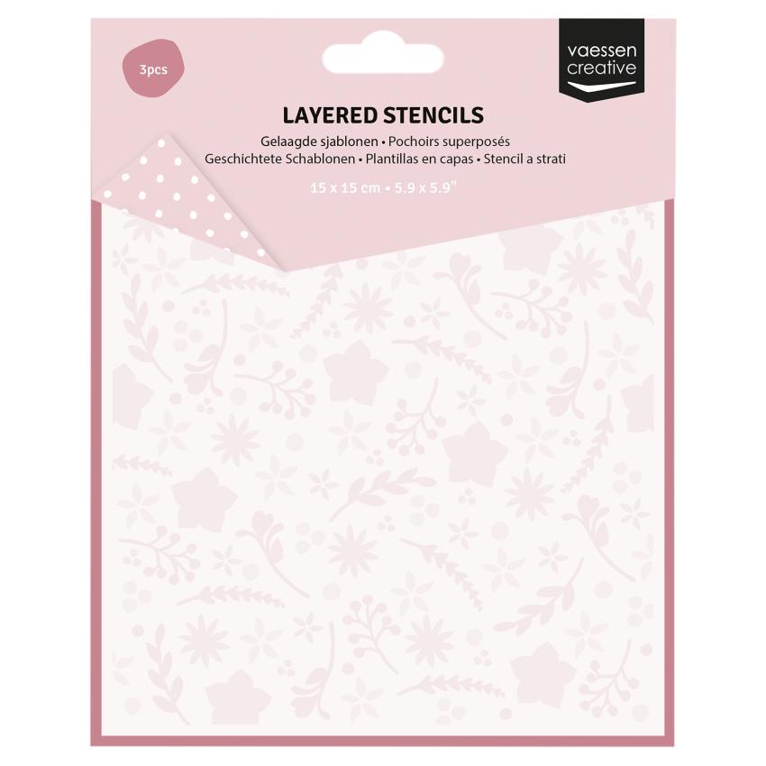 Vaessen Creative - Schablone 15x15cm "Blumen & Sterne" Stencil