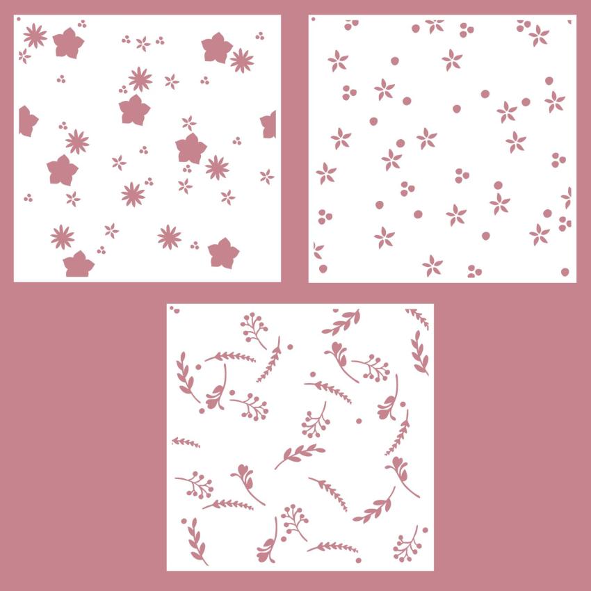 Vaessen Creative - Schablone 15x15cm "Blumen & Sterne" Stencil