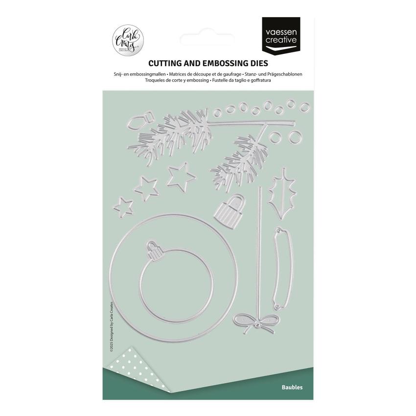 Vaessen Creative - Stanzschablone "Weihnachtskugeln & Tannenzweig" Dies