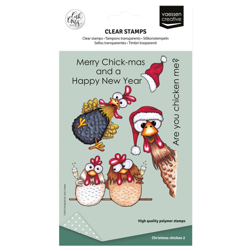 Vaessen Creative - Stempelset "Weihnachtshühner" Clear Stamps Design by Carla Creates
