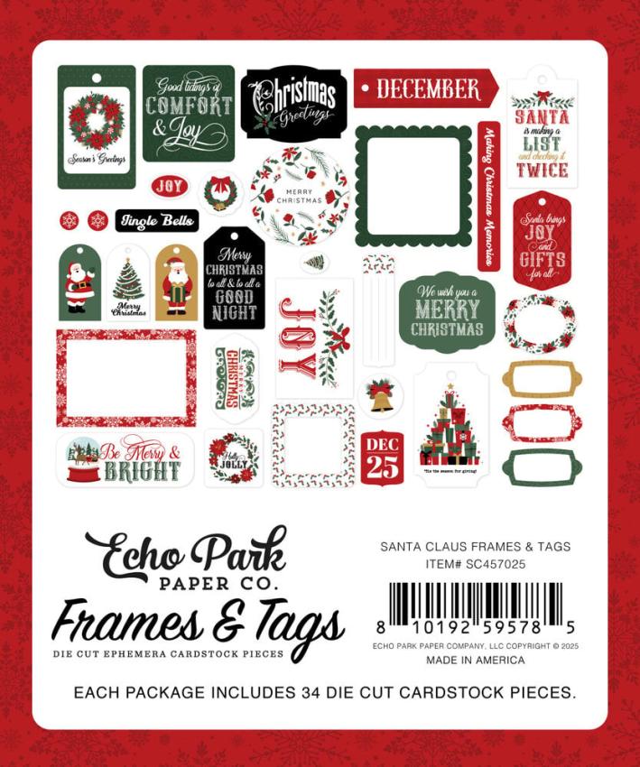 Echo Park - Stanzteile & Anhänger "Santa Claus" Frames & Tags 