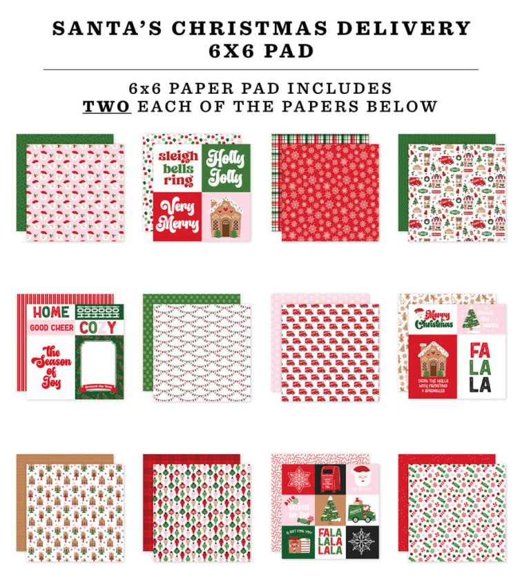 Echo Park - Designpapier "Santa's Christmas Delivery" Cardmakers Mega Pad 6x6 Inch - 24 Bogen