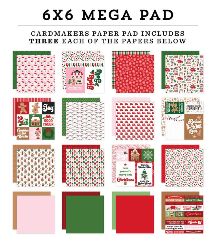 Echo Park - Designpapier "Santa's Christmas Delivery" Cardmakers Mega Pad 6x6 Inch - 48 Bogen