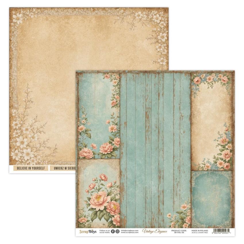 ScrapBoys - Designpapier "Vintage Elegance" Paper Pack 12x12 Inch - 12 Bogen