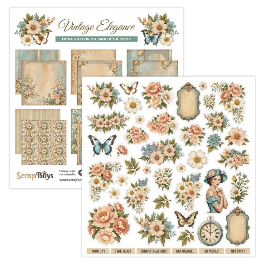 ScrapBoys - Designpapier "Vintage Elegance" Paper Pack 12x12 Inch - 12 Bogen