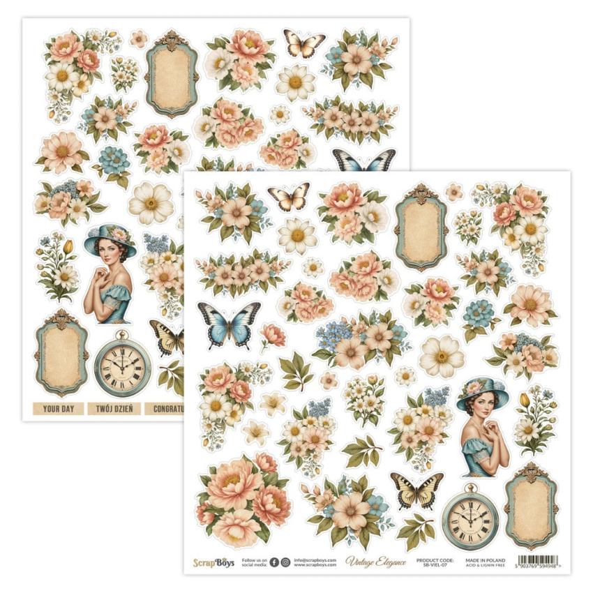 ScrapBoys - Designpapier "Vintage Elegance" Paper Pack 12x12 Inch - 12 Bogen