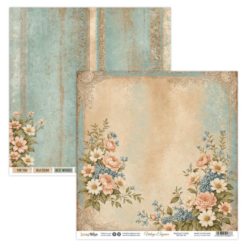 ScrapBoys - Designpapier "Vintage Elegance" Paper Pack 12x12 Inch - 12 Bogen