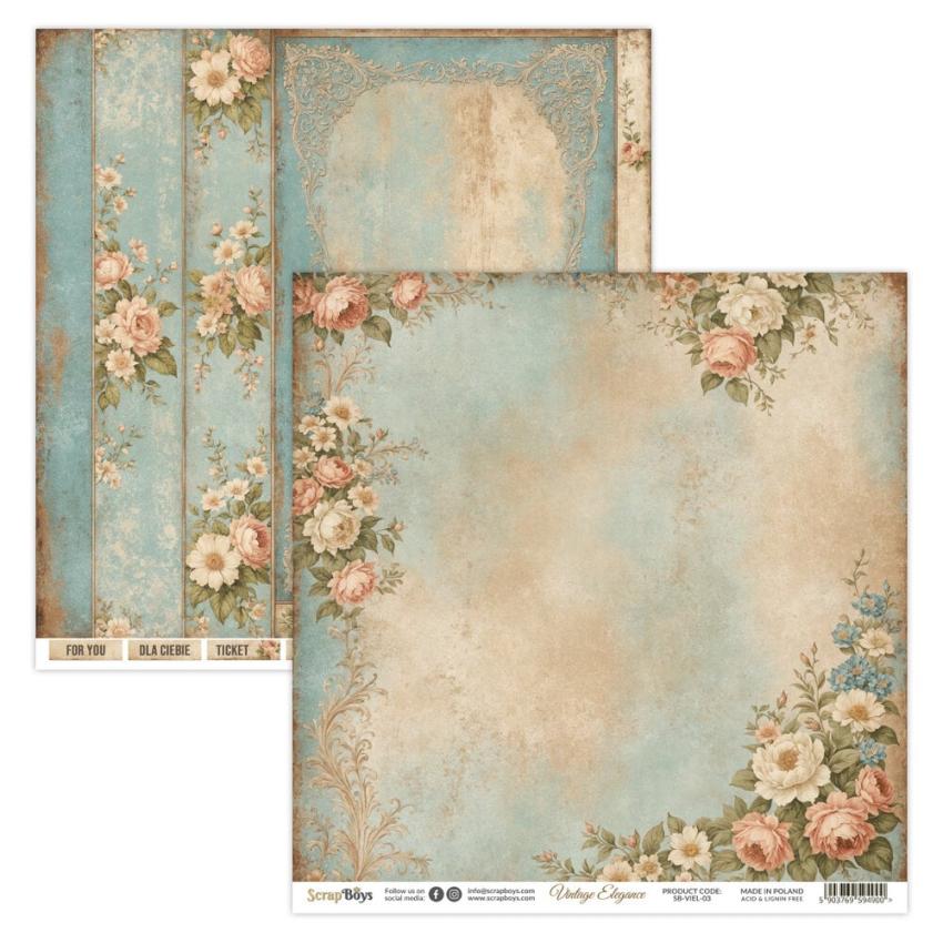 ScrapBoys - Designpapier "Vintage Elegance" Paper Pack 12x12 Inch - 12 Bogen