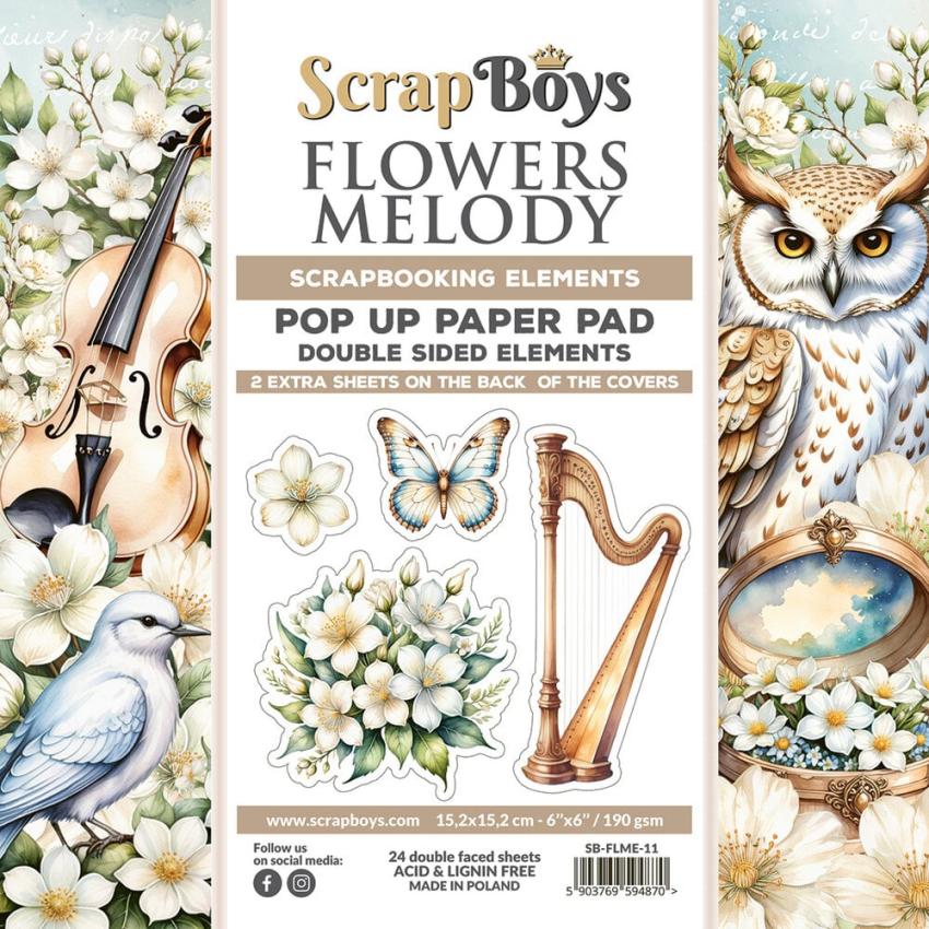 ScrapBoys - Stanzteile "Flowers Melody" Pop Up Paper Pack 6x6 Inch - 24 Bogen