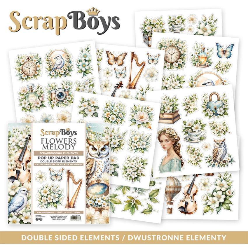 ScrapBoys - Stanzteile "Flowers Melody" Pop Up Paper Pack 6x6 Inch - 24 Bogen